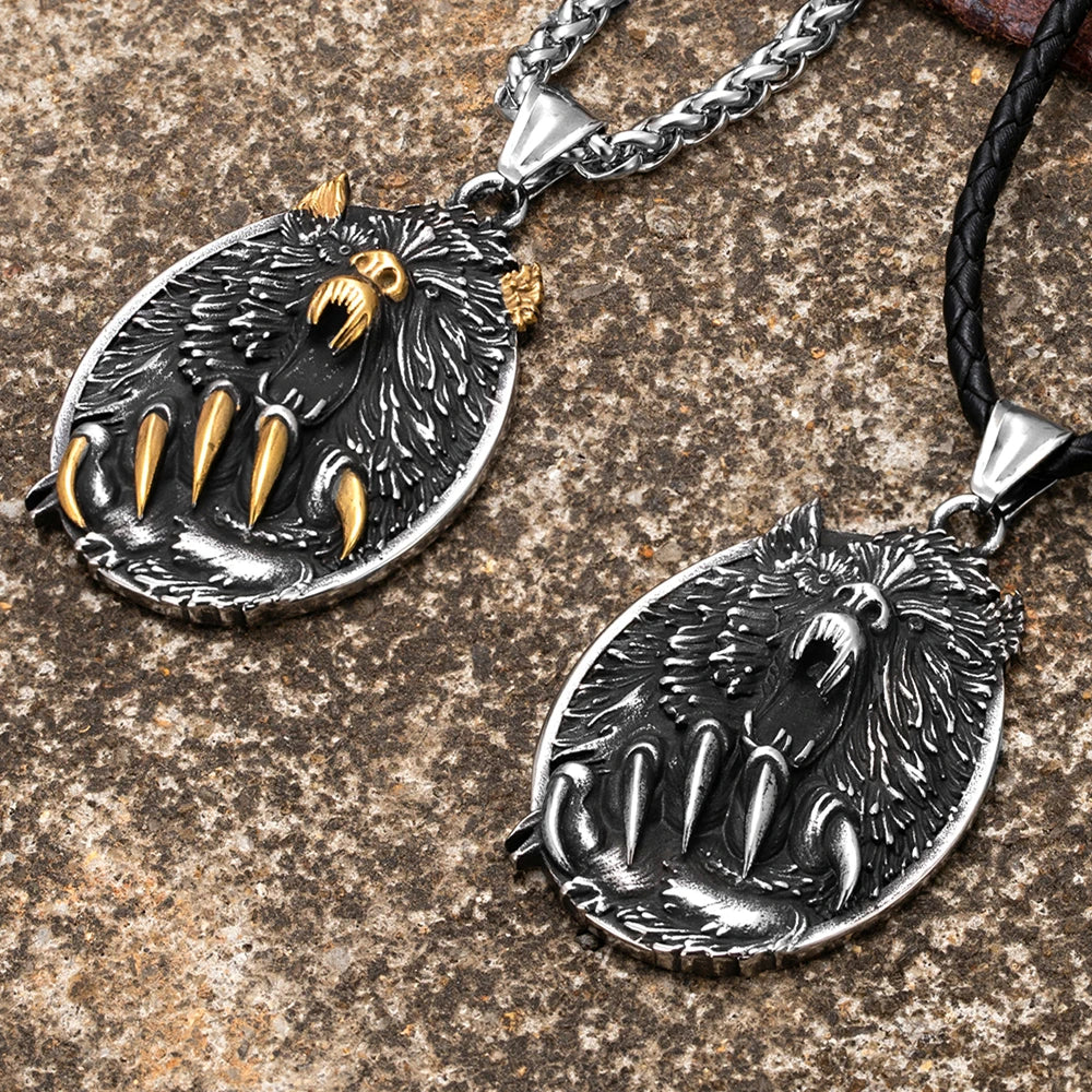 PENDRA Wolf Gold Celtic Necklace