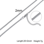 1/2/3mm Box Chain Necklaces for Men Women,Delicate Square Stainless Steel Chains Links Collars,Jewelry Gift 18To24 Inch