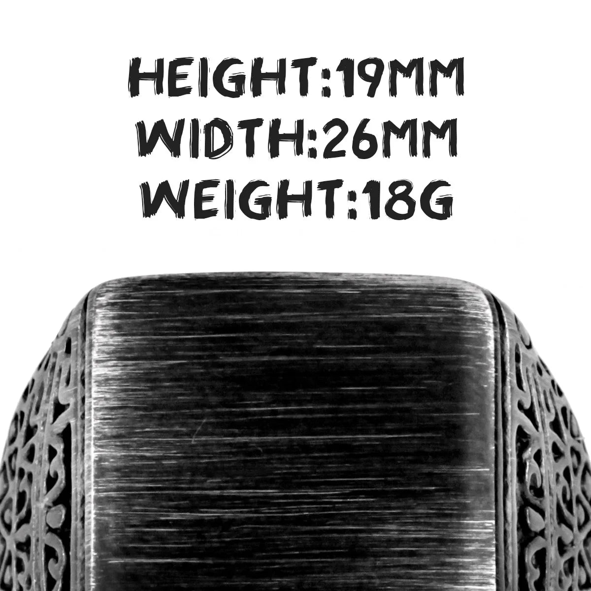 PENDRA Black Brushed Pattern Ring