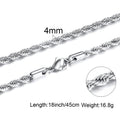 MEN NECKLACE SILVERLY BOX ROPE ROLO SNAKE LINK CHAIN STAINLESS STEEL CHOKER MEN UNISEX JEWELRY 1 TO 4MM WITH 18 TO 24 INCH