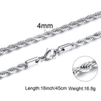 MEN NECKLACE SILVERLY BOX ROPE ROLO SNAKE LINK CHAIN STAINLESS STEEL CHOKER MEN UNISEX JEWELRY 1 TO 4MM WITH 18 TO 24 INCH