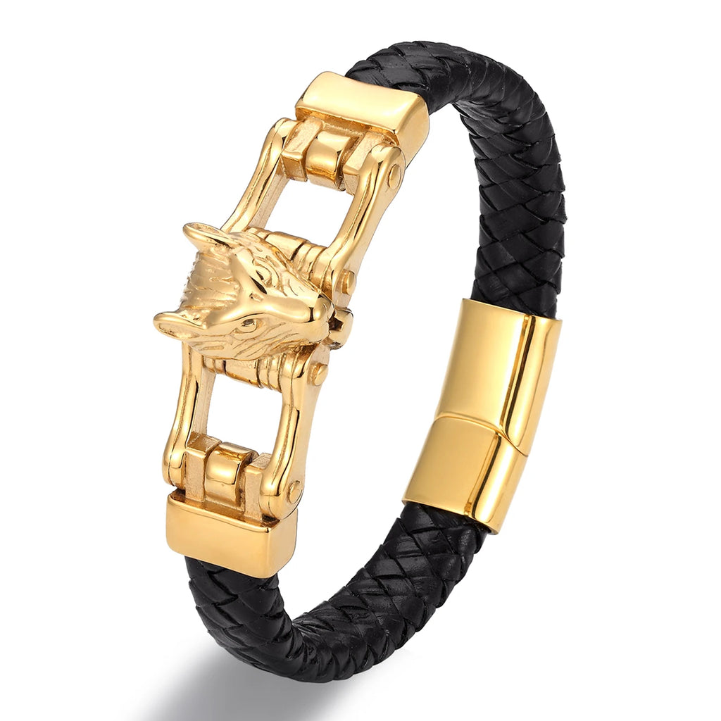 PENDRA Wolf Gold Steel Bracelet