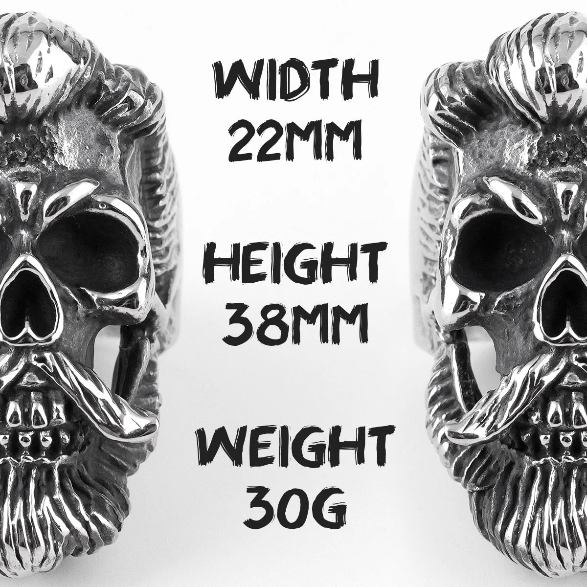 PENDRA Badass Gentleman Skull Steel Ring