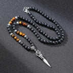 TIBETAN BUDDHIST PHURBA KILAYA THE MAGIC KNIFE WITH TIGER’S EYE LAVA STONE NECKLACE FOR MEN JEWELRY