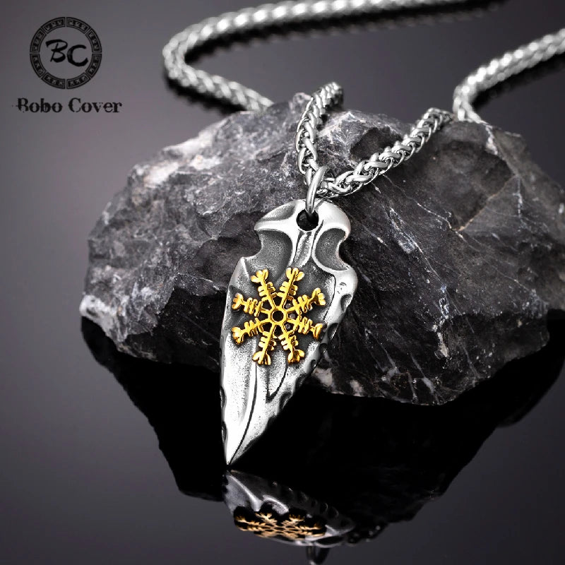 PENDRA Viking Trident Gold Necklace