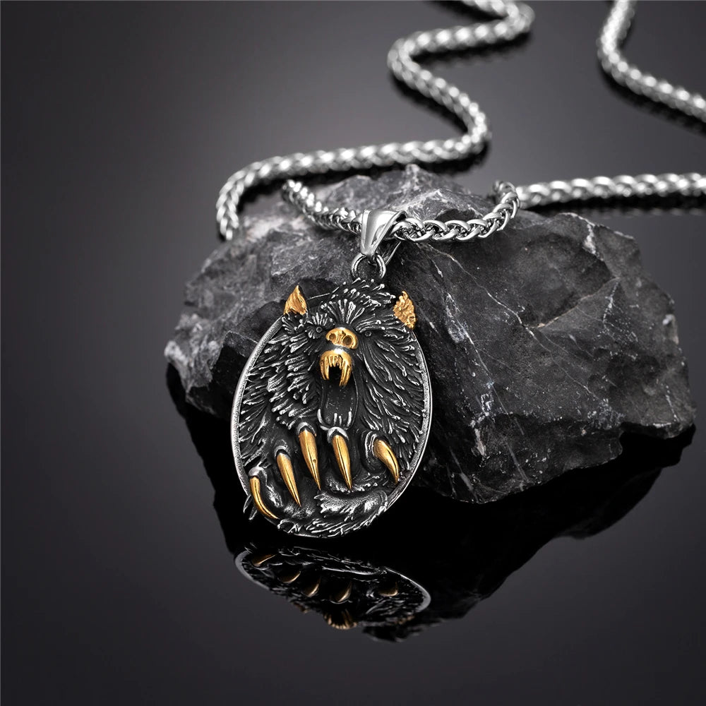 PENDRA Wolf Gold Celtic Necklace