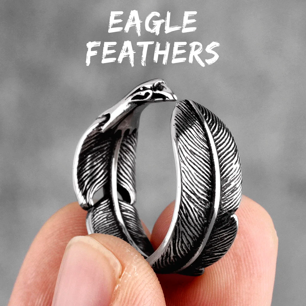 PENDRA Indian Eagle Feathers Steel Ring