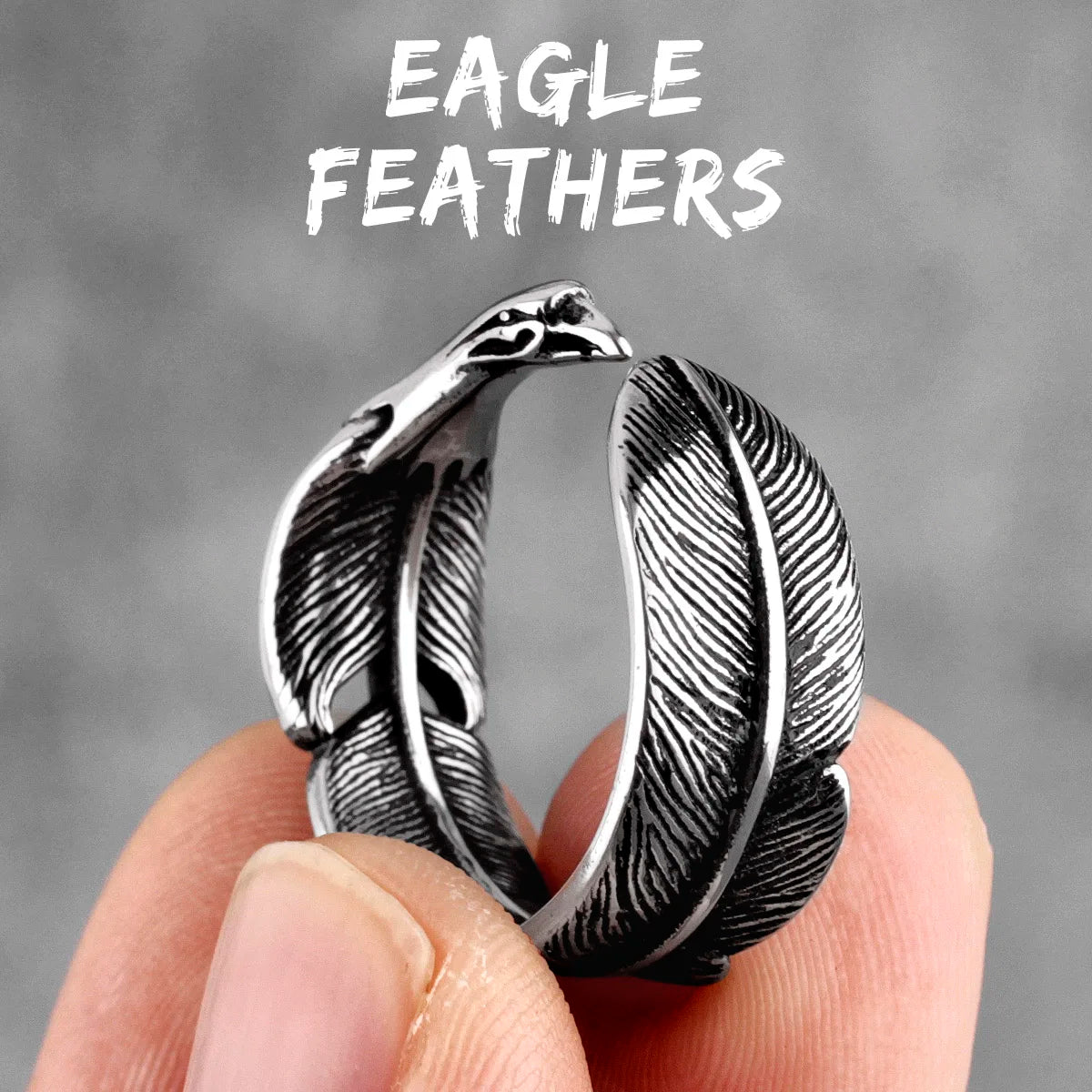 PENDRA Indian Eagle Feathers Steel Ring