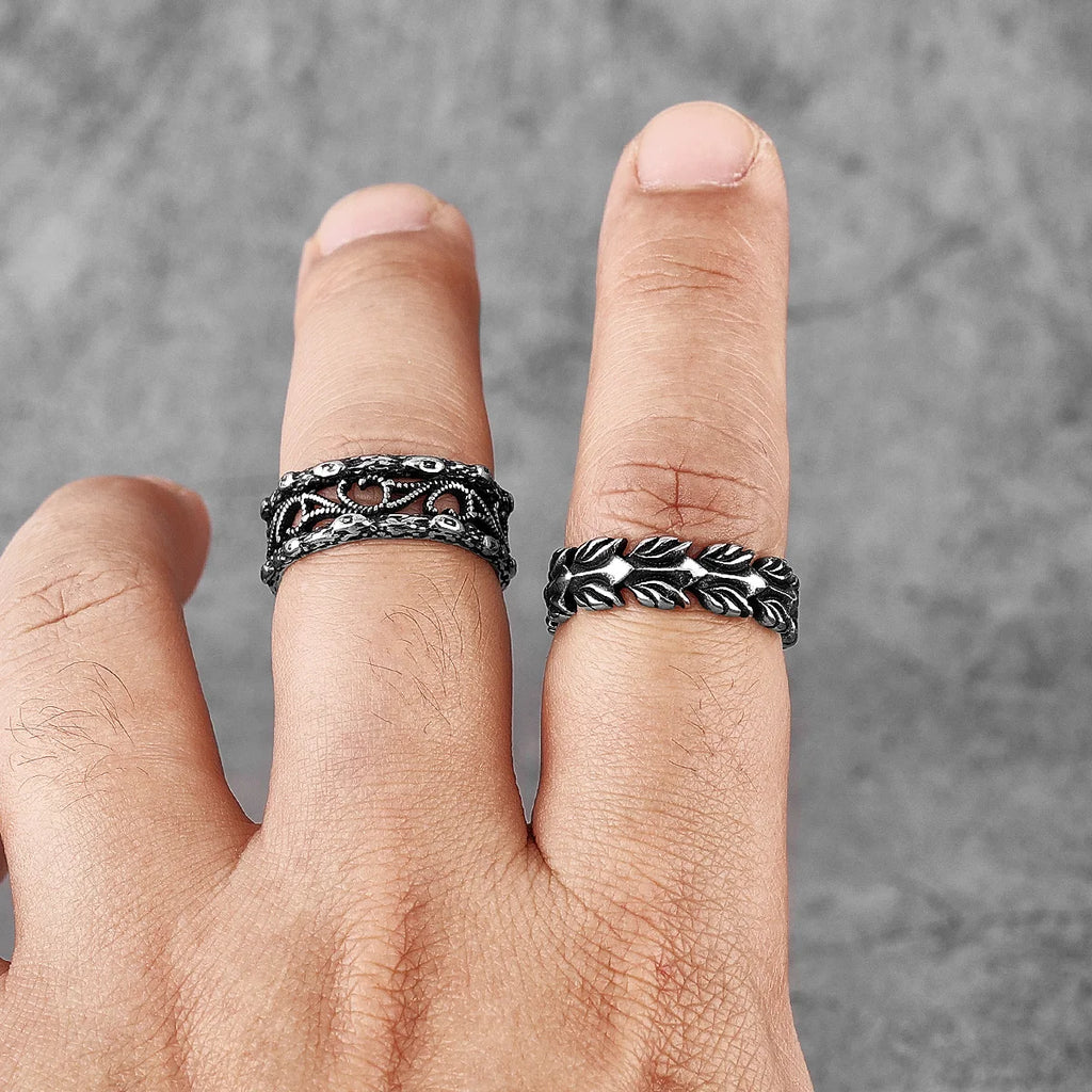 PENDRA Lucky Olive Branch Steel Ring
