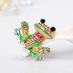 PENDRA Frogglow Rhinestone Frog Brooch