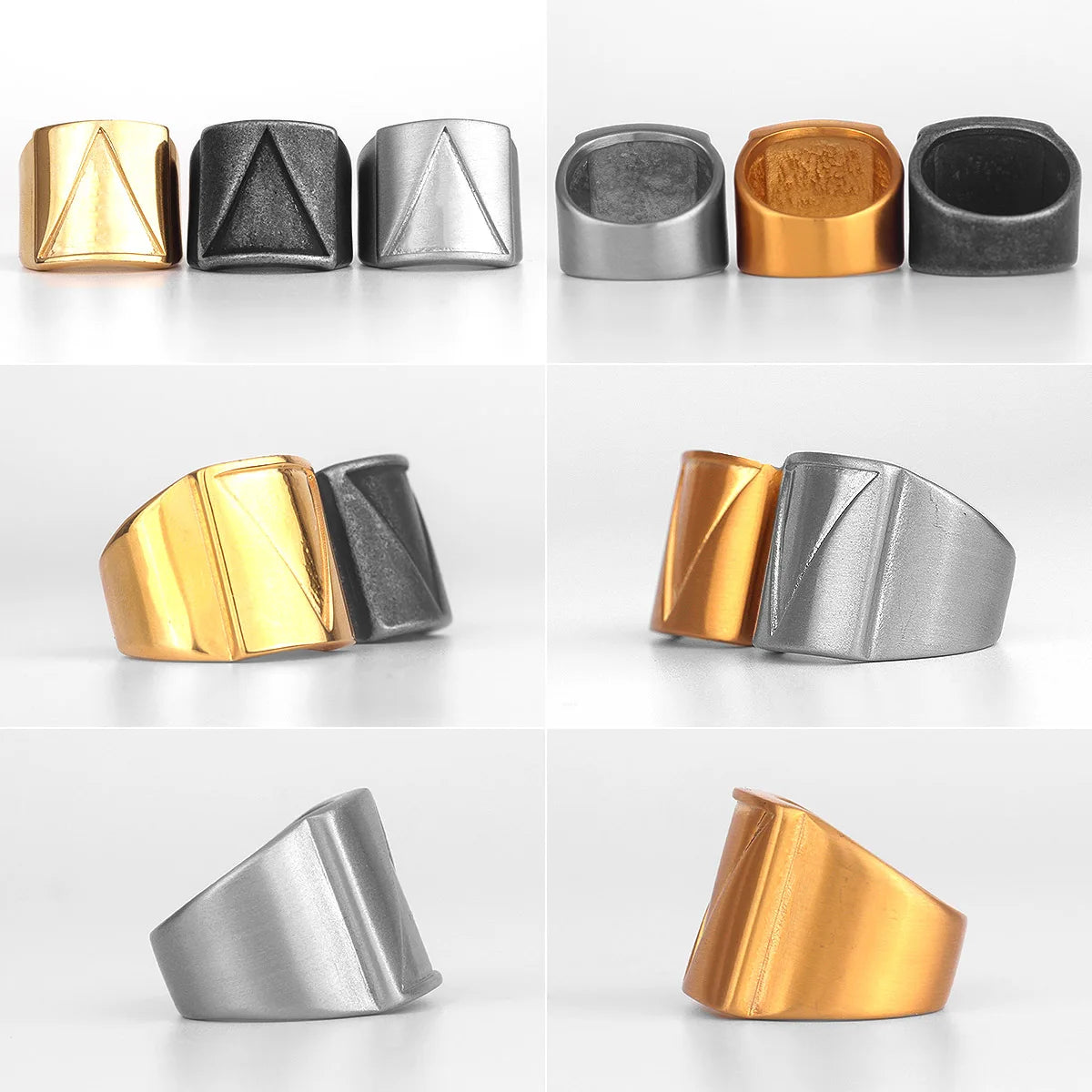 PENDRA Triangle Golden Boyfriend Steel Ring