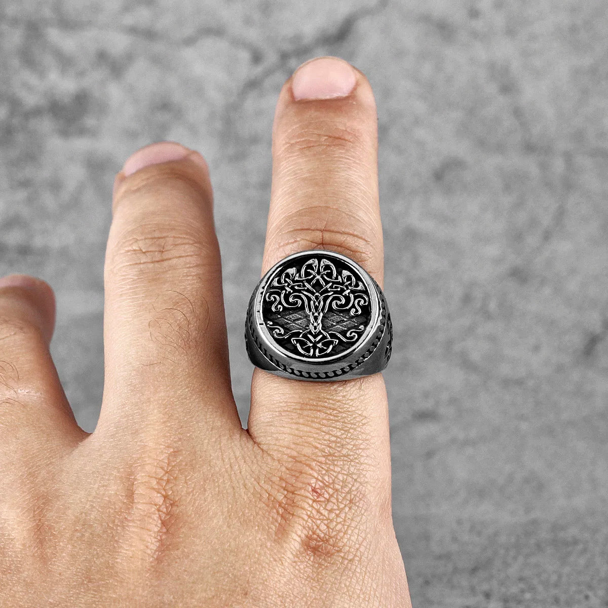 PENDRA Tree Life Celtic Steel Ring