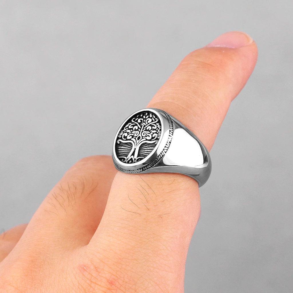PENDRA Tree Life Nordic Steel Ring