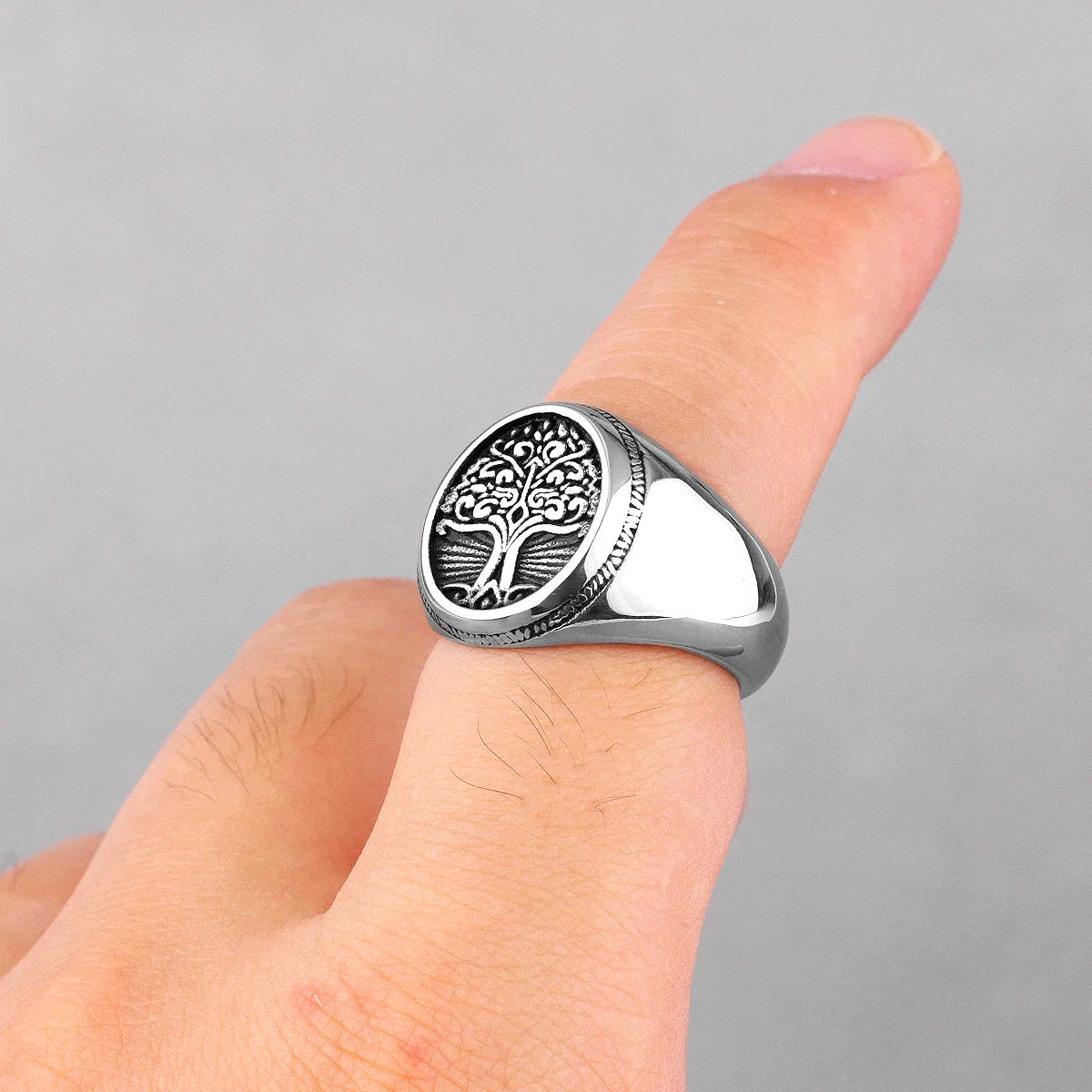 PENDRA Tree Life Nordic Steel Ring