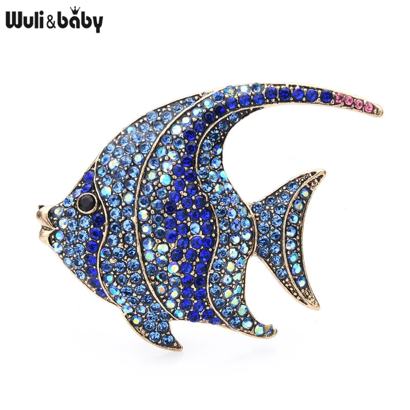 PENDRA Silverfin Rhinestone Fish Brooch