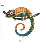 PENDRA Chameleon Lizard Multicolor Rhinestone Brooch