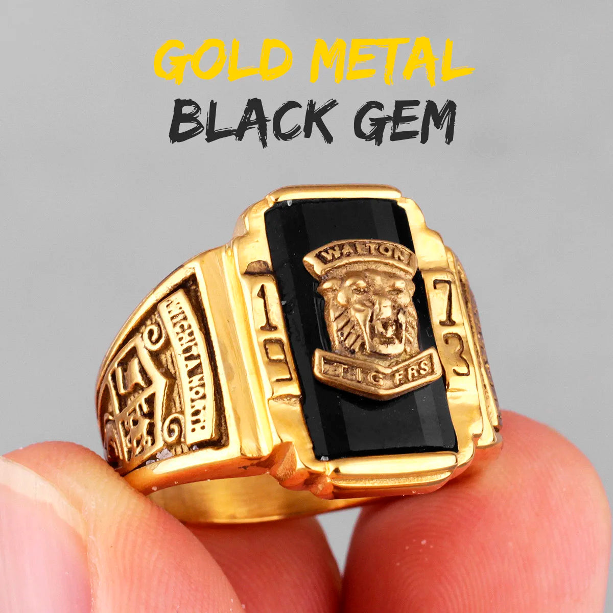 PENDRA Walton Tiger Rhinestone Steel Ring