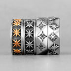 Polaris Star Flower Stainless Steel Mens Rings Simple Trendy Retro for Male Boyfriend Biker Jewelry Creativity Gift Wholesale