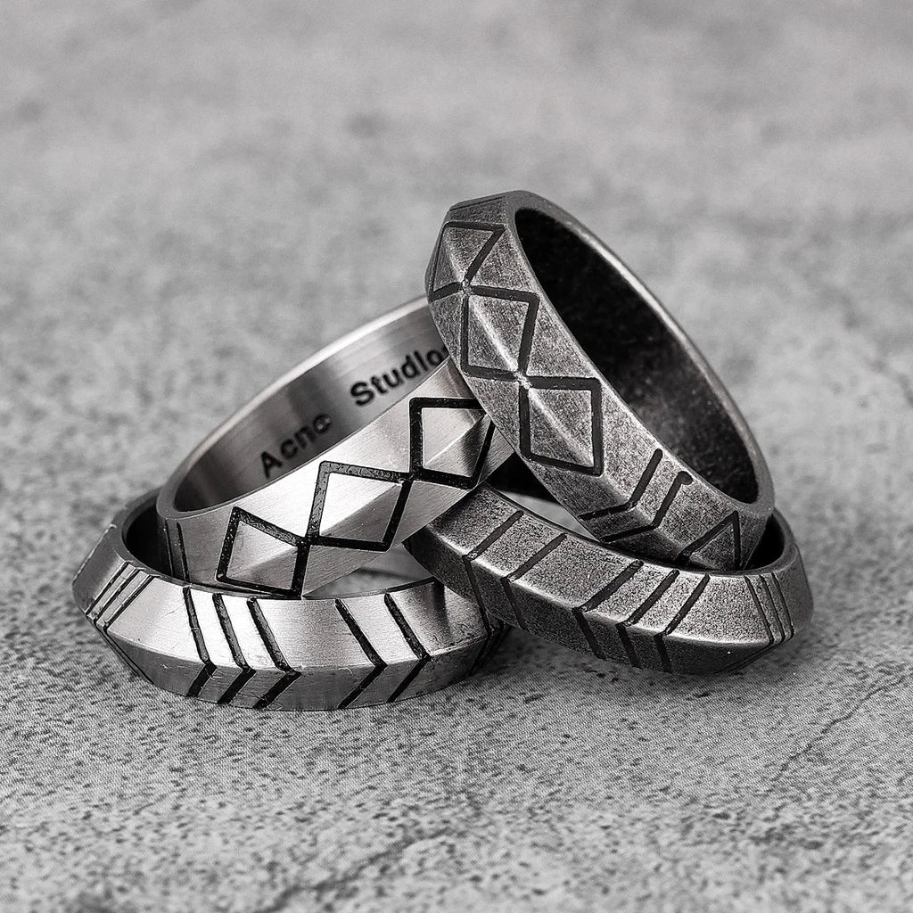 PENDRA Minimalist Stripe Boyfriend Steel Ring