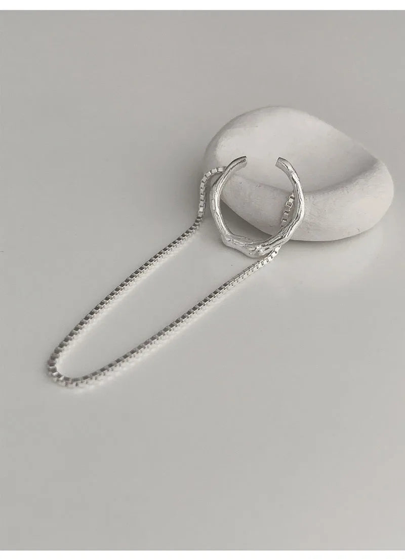 PENDRA Silver Tassel Ear Accessory