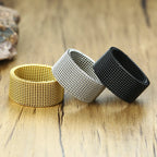 FLEXIBLE STEEL RING MESH FLAT CHAIN BAND RING FOR MEN WOMEN JEWELRY