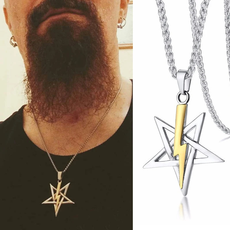 CHURCH OF SATAN SIGIL OF ANTON LAVEY STAINLESS STEEL PENDANT AMULET TALISMAN SIGN NECKLACE