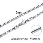 1/2/3mm Box Chain Necklaces for Men Women,Delicate Square Stainless Steel Chains Links Collars,Jewelry Gift 18To24 Inch