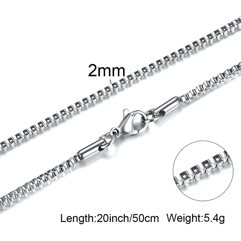 1/2/3mm Box Chain Necklaces for Men Women,Delicate Square Stainless Steel Chains Links Collars,Jewelry Gift 18To24 Inch