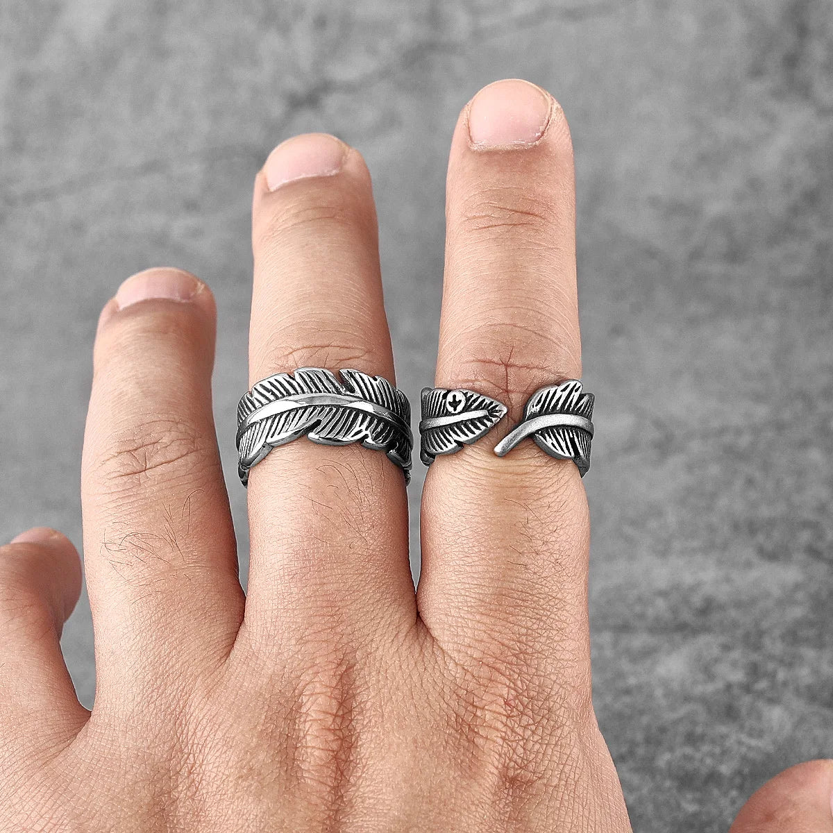 PENDRA Eagle Bird Feather Steel Ring