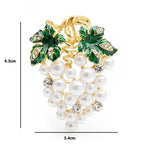 PENDRA Vinetta Full-White-Pearl Enamel Grape Brooch