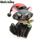 PENDRA Snowcat White Black Enamel Cat Brooch