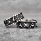 PENDRA Pyramid Moon Sun Steel Ring