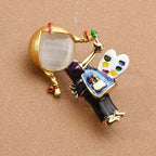 PENDRA New Opal Enamel Drawing Brooch
