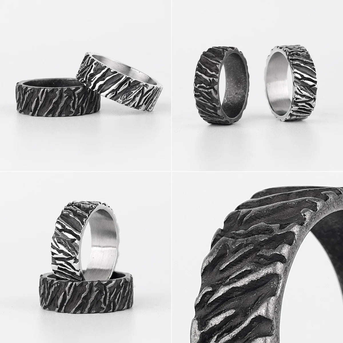 PENDRA Black Geometry Charm Ring