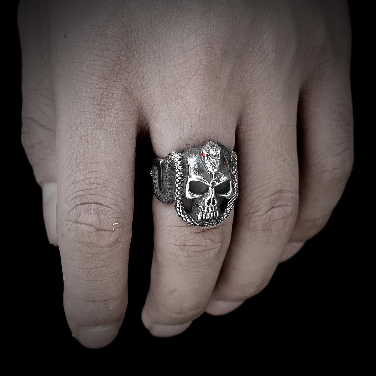 PENDRA Snake Medusa Eyes Steel Ring