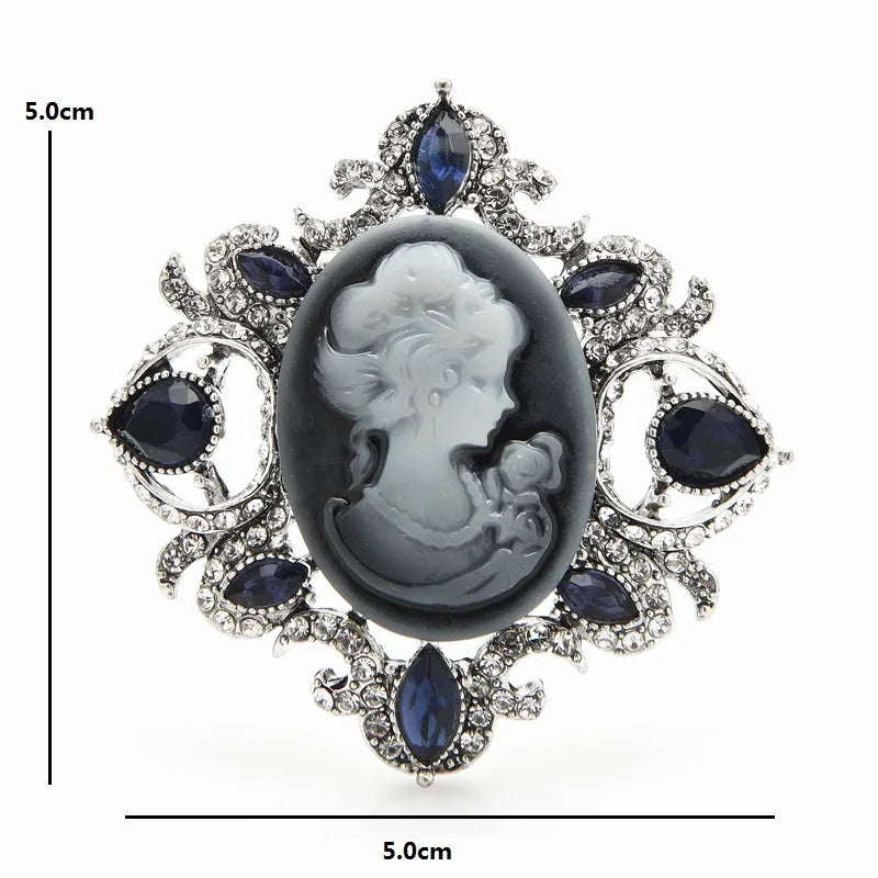 PENDRA Crystal Lady Figure Badge Brooch