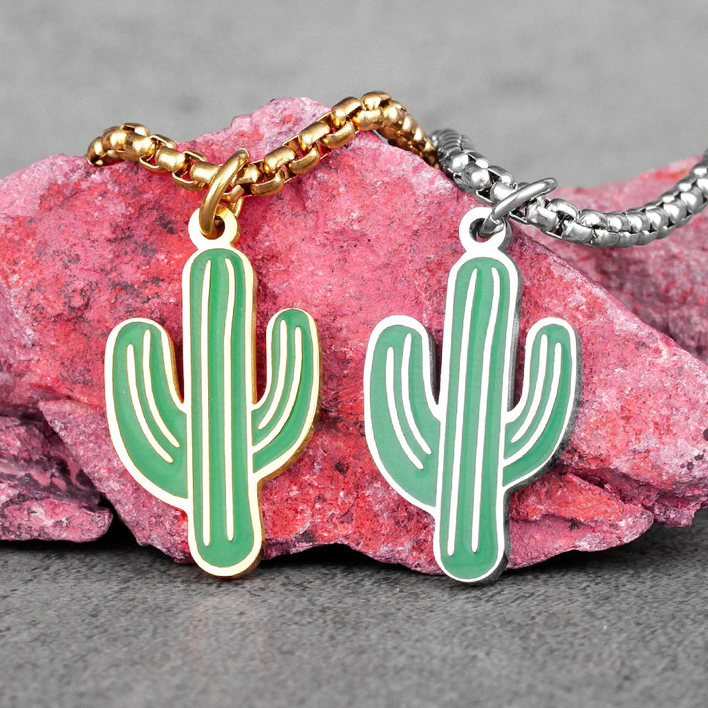 Trendy Cactus INS Style Stainless Steel Men Women Necklaces Pendants Chain for Boy Girlfriend Jewelry Creativity Gift Wholesale