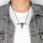 PENDRA Bison Skull Animal Steel Necklace