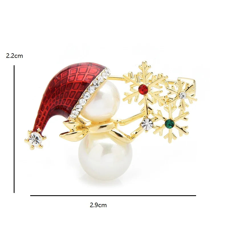 PENDRA Enamel Snowflake Snowman New Brooch