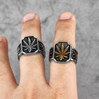 PENDRA Hemp Leaves Boyfriend Steel Ring