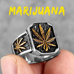 PENDRA Hemp Leaves Boyfriend Steel Ring