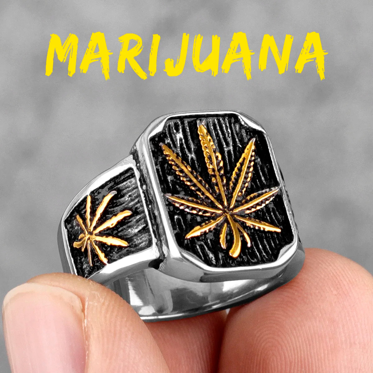 PENDRA Hemp Leaves Boyfriend Steel Ring