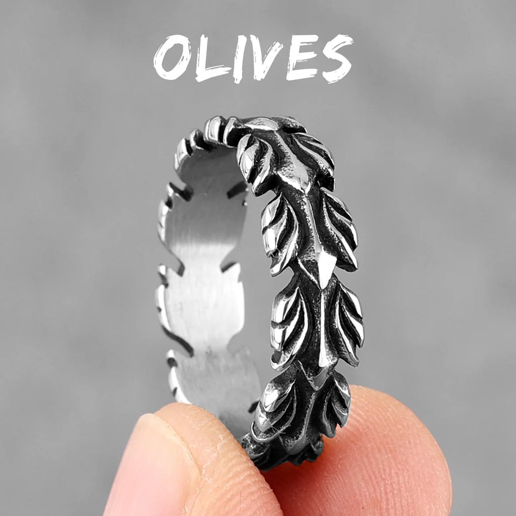 PENDRA Lucky Olive Branch Steel Ring