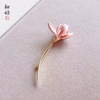 PENDRA Magnolia Hot Pink Enamel Lotus Flower Brooch