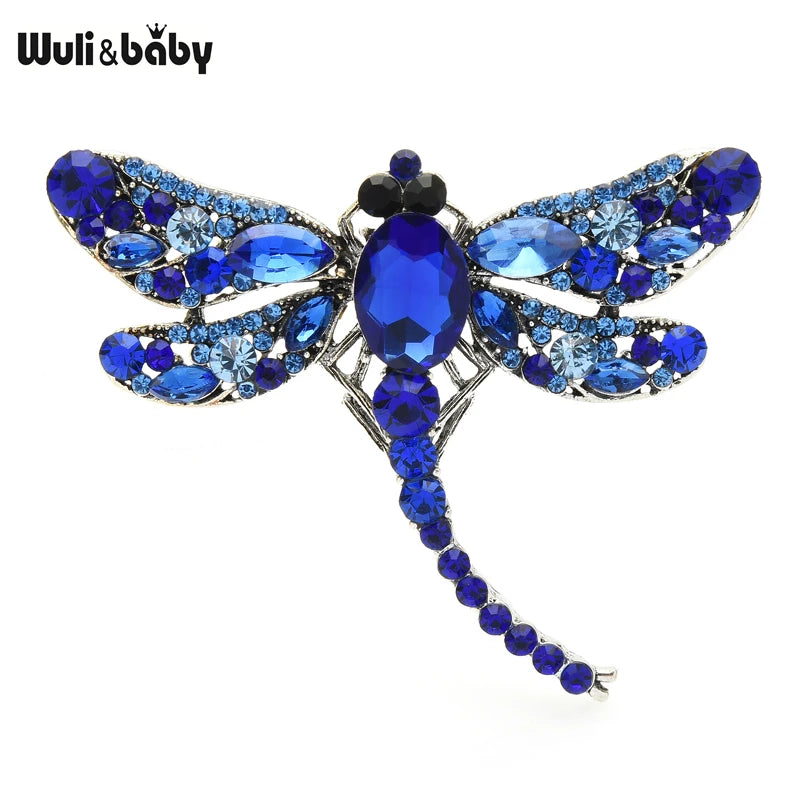 Wuli&baby Smaller Size Crystal Dragonfly Brooches Women 6-color Classic Beauty Insects Party Office Brooch Pins Gifts