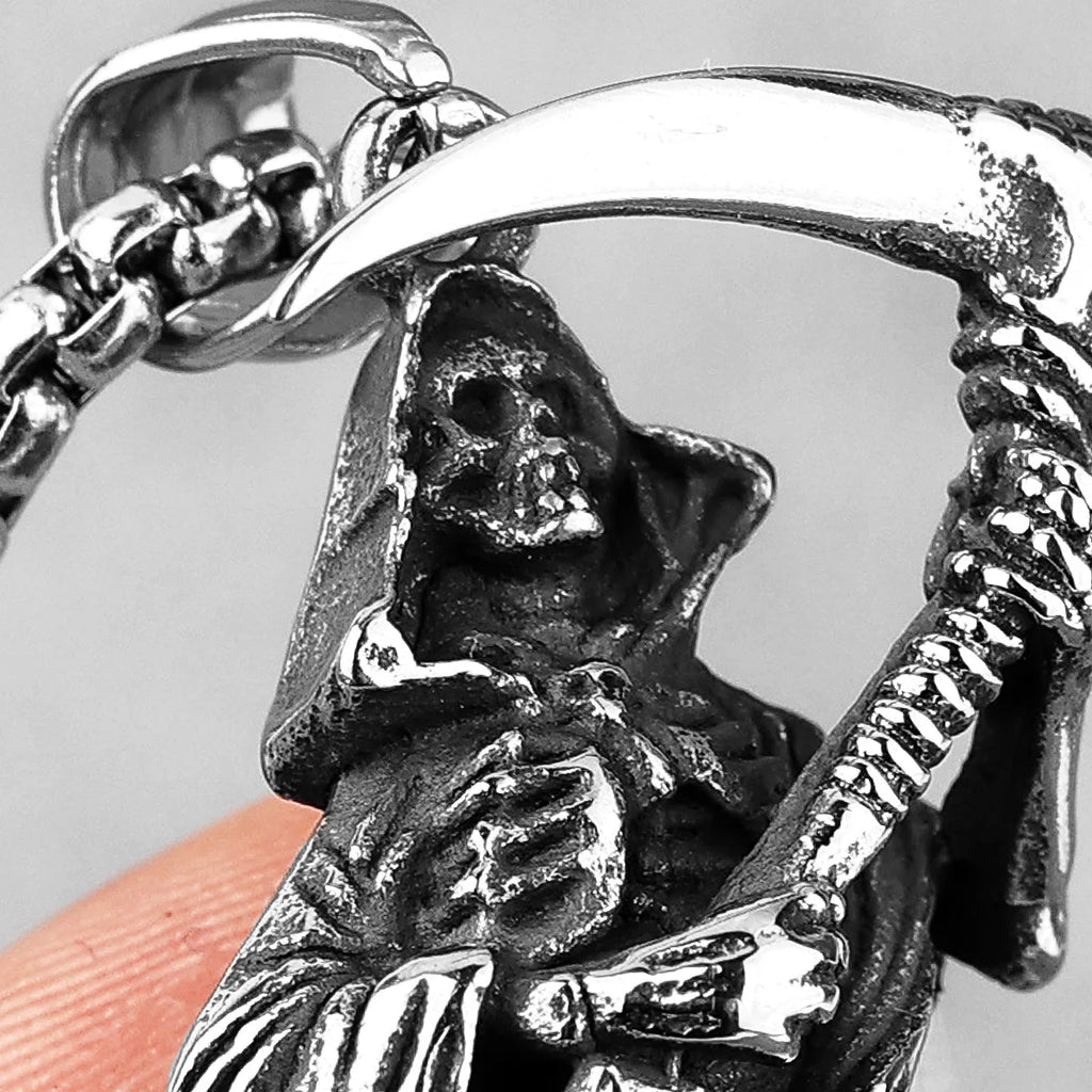 PENDRA Grim Reaper Scythe Steel Necklace