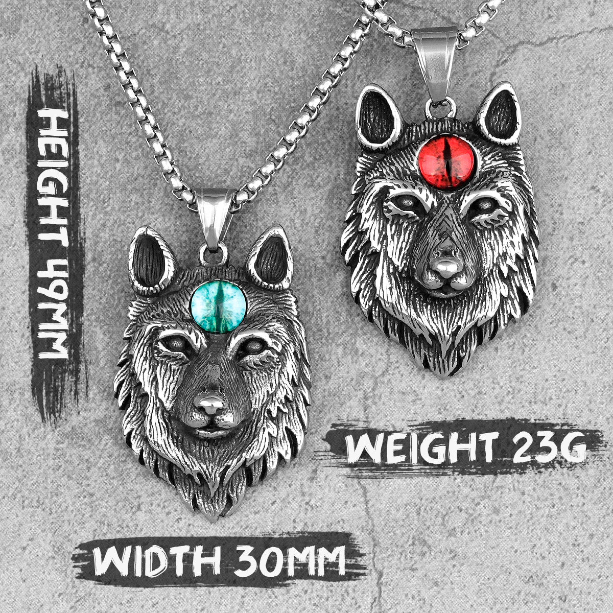 Animal Wolf Red Blue Eye Stainless Steel Men Necklaces Pendants Chain Cool for Boyfriend Male Jewelry Creativity Gift Wholesale