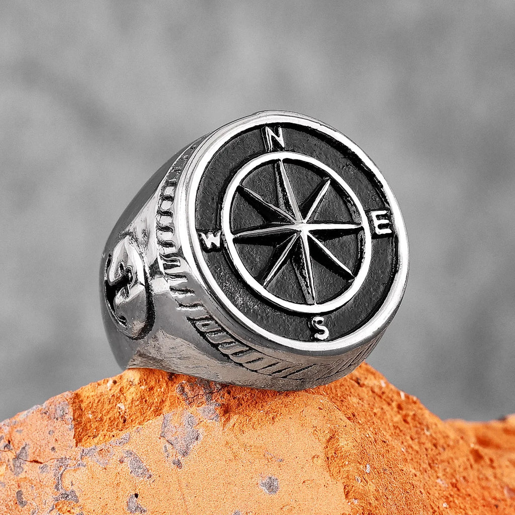 PENDRA Navigator Compass Sailor Steel Ring