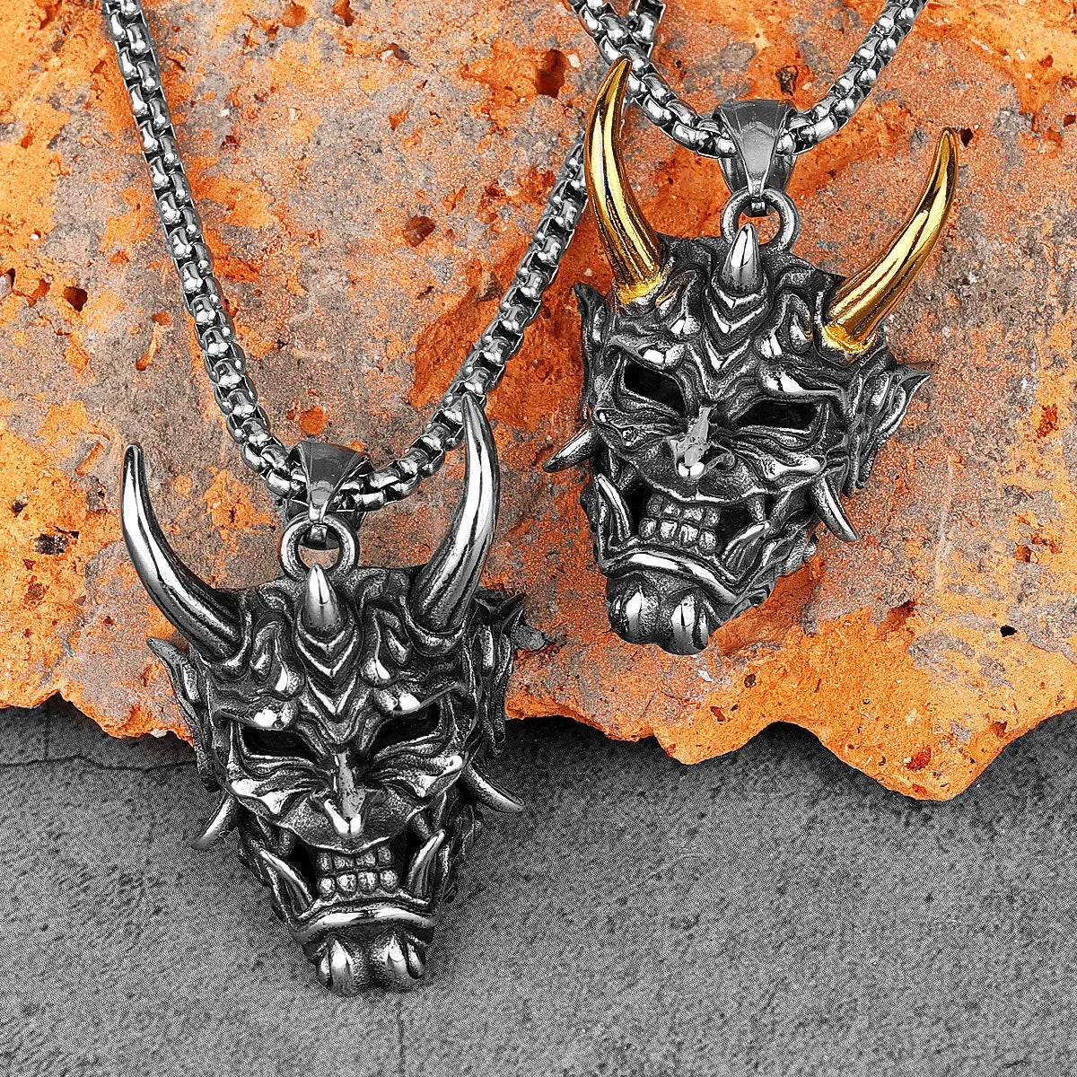 PENDRA Japanese Hannya Horn Steel Mask