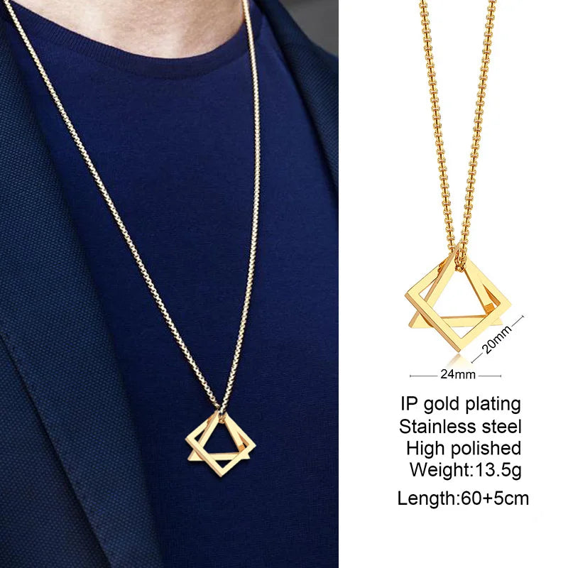 PENDRA Interlocking Triangle Pendant Necklace